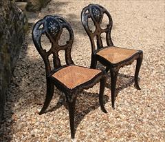 19th Century Antique Victorian Ebony Mother Of Pearl Pair Of Chairs 16h 31h 18w max ft 18d max at ft _10.JPG